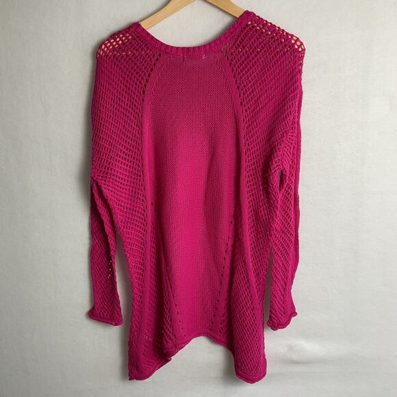 Paradise Shores Open Knit Beach Sweater Pure Cotton Pink Medium NWT - Picture 3 of 10